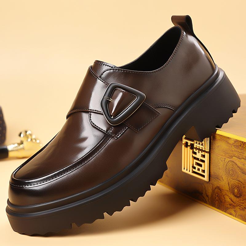 Fashion Thick Bottom Men Loafers All-match Wedding Men Shoes Casual Fashion Walking Shoes Men's New Arrival Leather Male Business Shoes