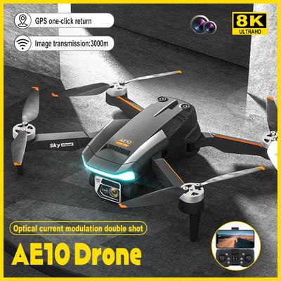 Новый AE10 Drone 8K ESC Двойная камера 3-осевой GPS WIFI Обход препятствий EIS Стабилизатор стабилизации Складной квадрокоптер Пульт дистанционного управления Вертолет Игрушка в подарок