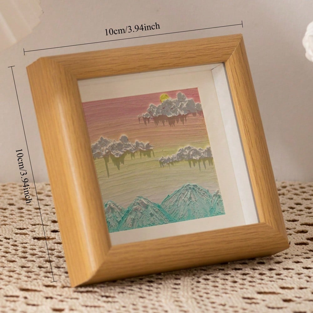 4-Inch Wooden DIY Hollow Square Photo Frame, Tabletop Picture Frame For Crafts Or Embroidery Gifts Birthday Graduation