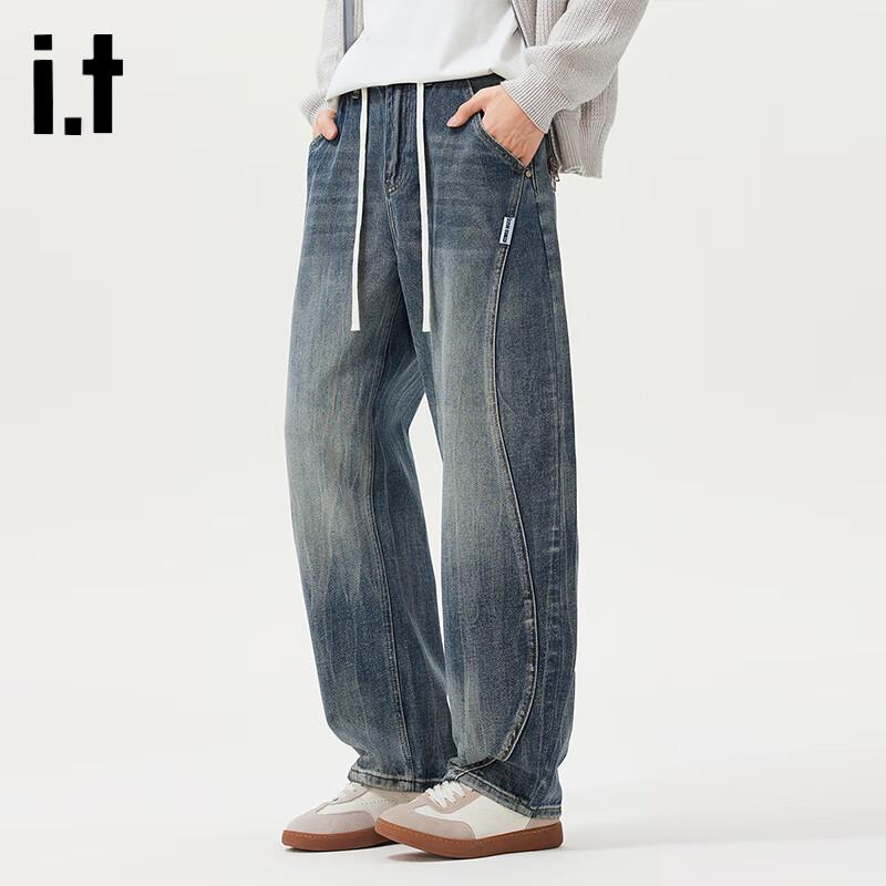 Izzue Мужские джинсы из денима прямого кроя в стиле американского хай-стрит