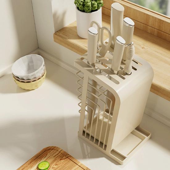 Металлический блок для ножей с устойчивым основанием, несколькими отделениями, полым дышащим дизайном, экономящий место держатель для ножей для кухонной столешницы