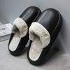Men Cotton Slipper Winter Black Plush Indoor House Shoes Casual Sports Warm Thick Sole Fur Slipper for Men