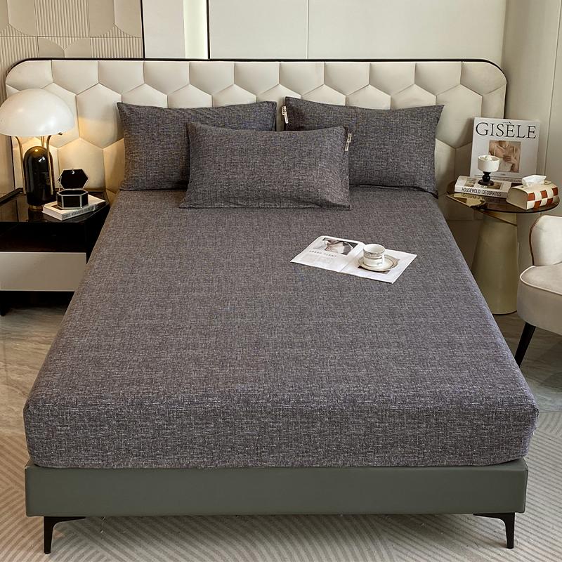 Комплект постельного белья из 3 предметов, простой, синий, в полоску, мягкий, приятный для кожи, утолщенный, 100% хлопок, эластичный, размер Queen Size