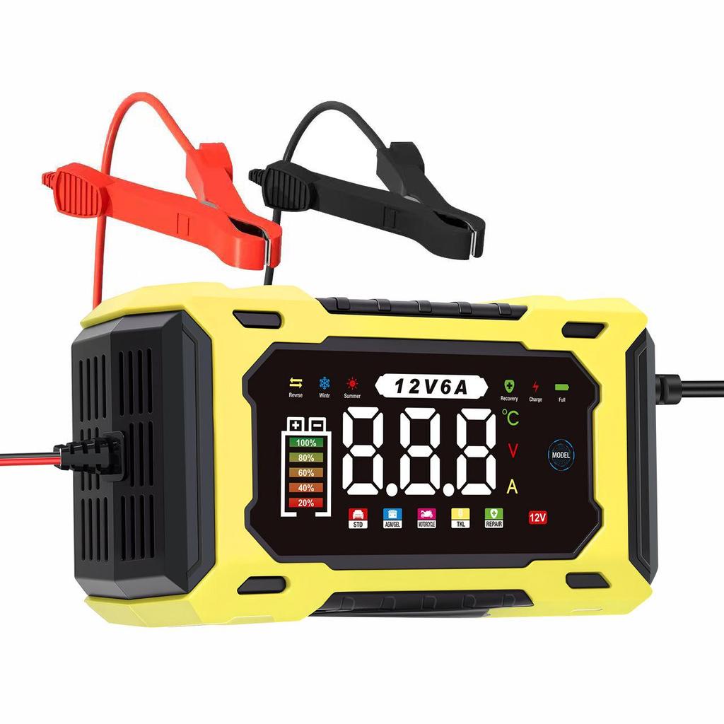 12V6A Трансграничное интеллектуальное импульсное зарядное устройство для свинцово-кислотных аккумуляторов автомобилей и мотоциклов с функцией старт-стоп
