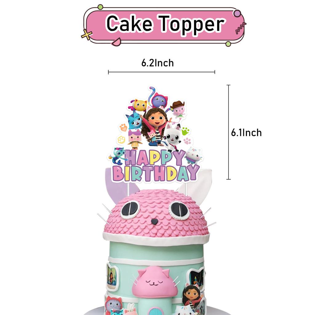 Gabby Dollhouse Birthday Party Favors Gabby Bracelets Stikers Cake Topper Balloons Classroom Rewards Party Pinata Fillers Gifts