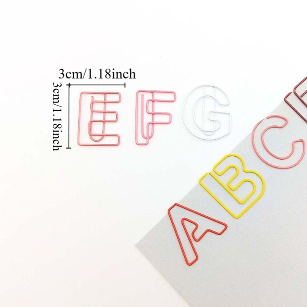 26pcs Hollow Letter Paper Clips Bookmark Photo Tickets Holder Colorful Paper Clamps School