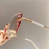 Stylish Female Trendy Reading Glasses Fashion High Definition Hyperopia Eyewear Men Women Diamond Rimless Far Sight Eyewear+4.0