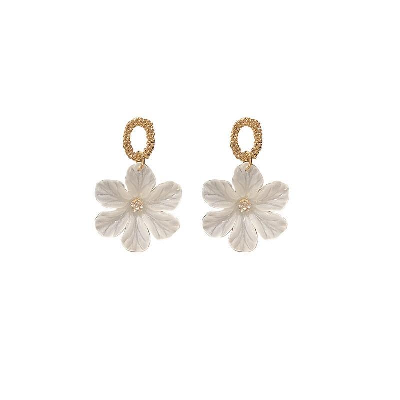 Korea Dongdaemun Ins Mori Flower Petal Earrings, Fresh Versatile Stud Earrings, Femininity Resin Flower Earrings