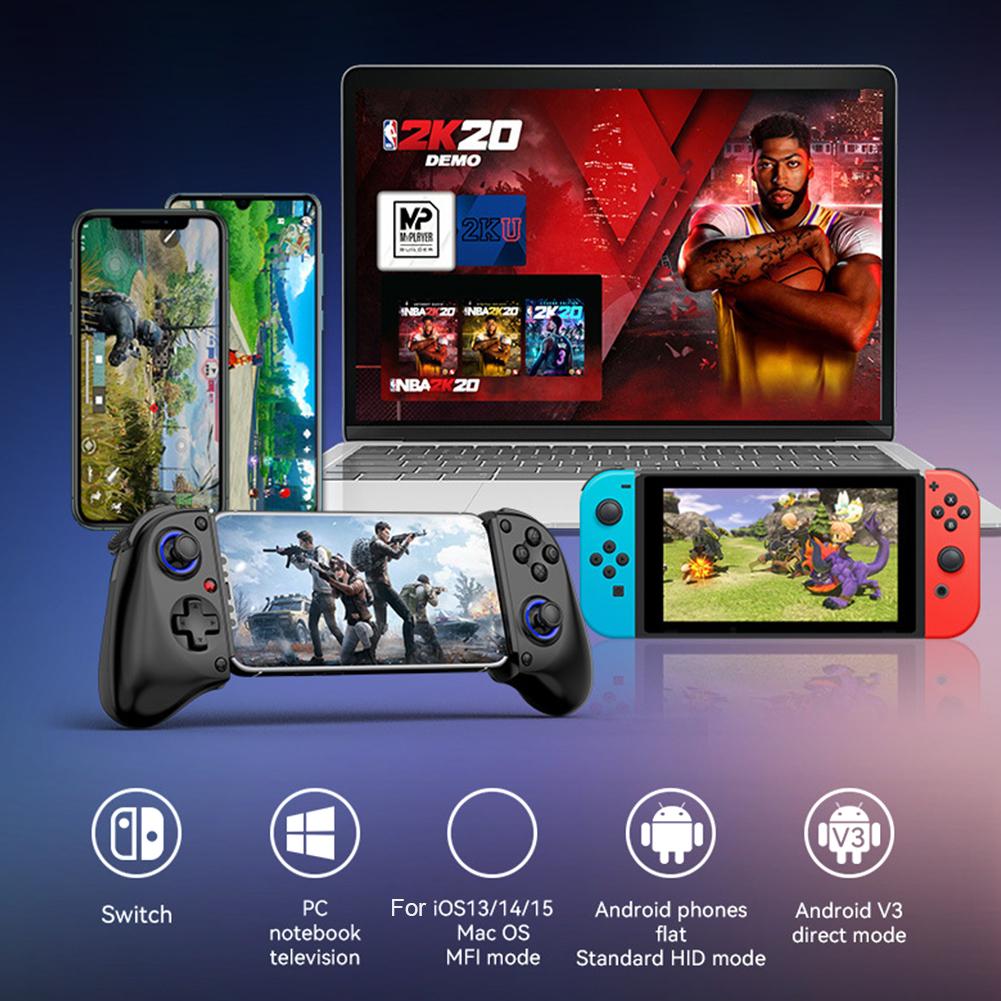 D11S Мобильный геймпад с триггерами Холла BT 5.2 Раздвижной игровой контроллер с поддержкой Turbo/Двойной вибрации для Android/SWITCH/IOS