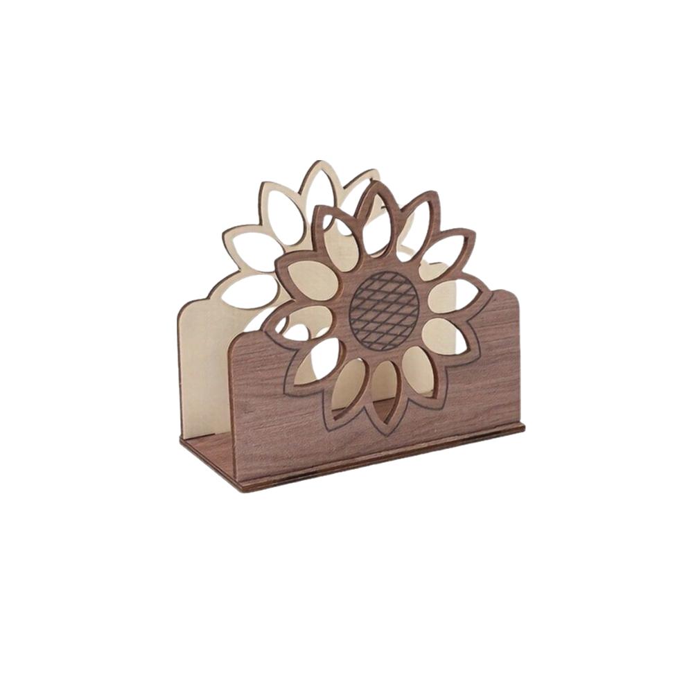 Retro Style Wooden Sunflower Napkin Holder Decorative Cute Animal Shaped Tissue Dispenser Detachable Butterfly Tissue Holder