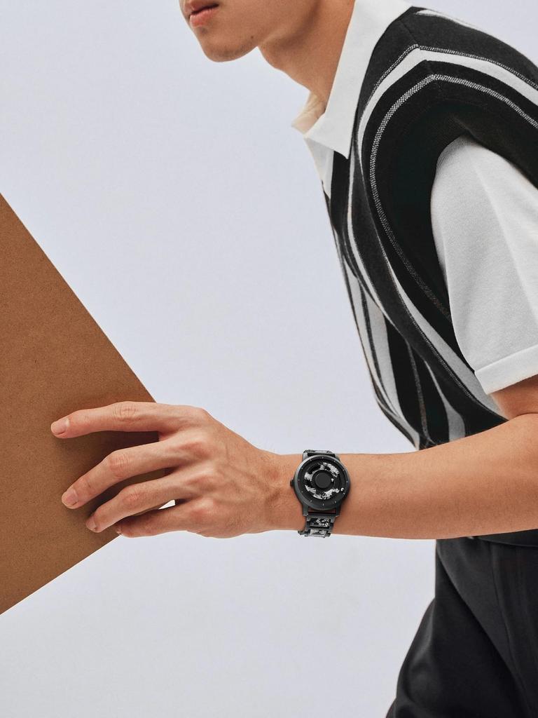 Магнитные часы EUTOUR с камуфляжем, стильные и простые, повседневные, кварцевые, водозащита 3 АТМ, 40 мм, с черным полимерным ремешком, циферблат для мужчин, механизм, устойчивость, циферблат,