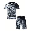 Summer Men's Bizarre Style 3D Color Printed Fashionable Comfortable Loose Casual Short Sleeved Sport Wear