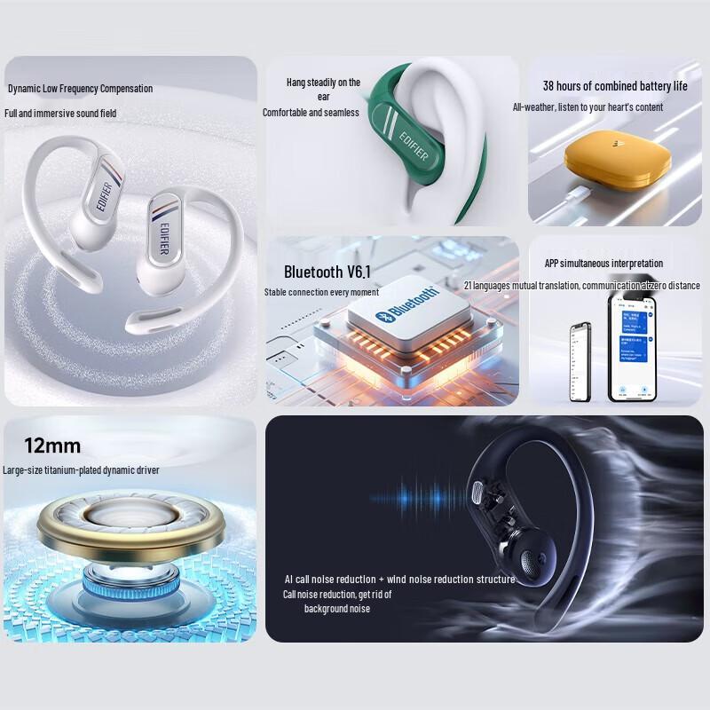 EDIFIER Comfo SE Open-Ear True Wireless Bluetooth Earbuds