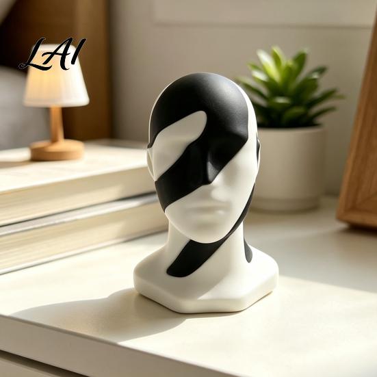 Abstract Home Decor Dualism Unity Sculpture 3D Printed Two-Part Head Art Statue Office Desk Accessories Modern Style Matte PLA Ornament for Living