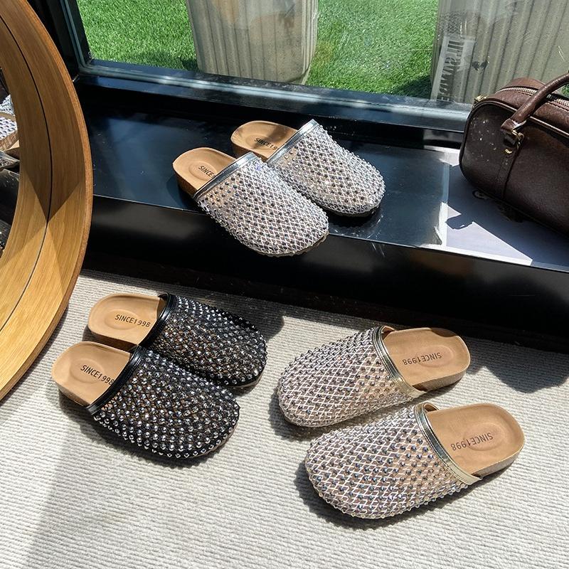 Мода 2025 Новая Мода Платформа Сетка Стразы Баотоу Шлепанцы Женские Уличные Ленивые Пляжные Сандалии