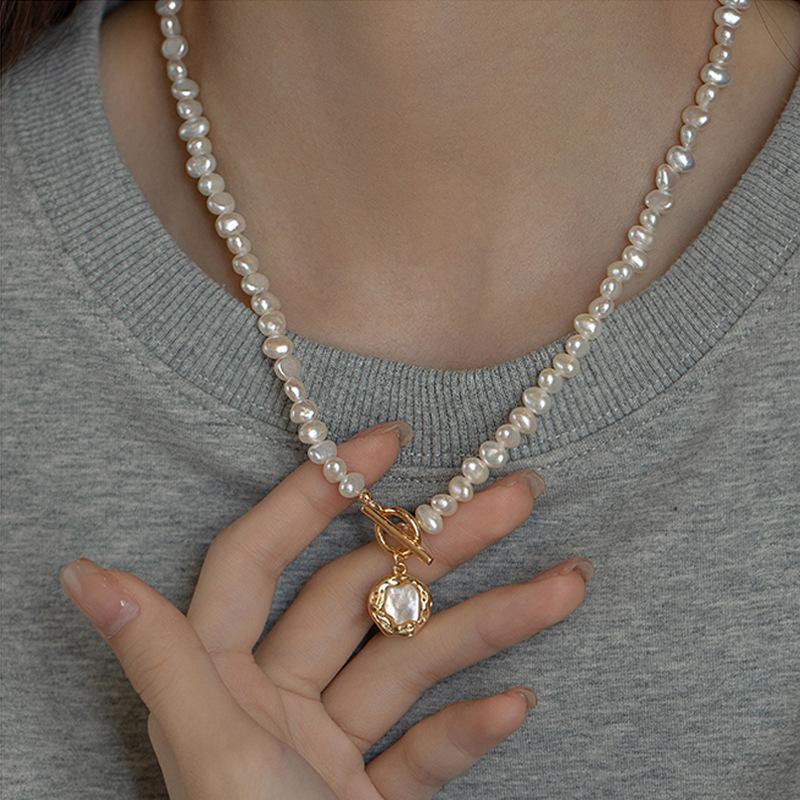 Высококачественный натуральный барочный пресноводный жемчуг, заполненное 14-каратным золотом женское подвесное ожерелье, в подарок на День святого Валентина