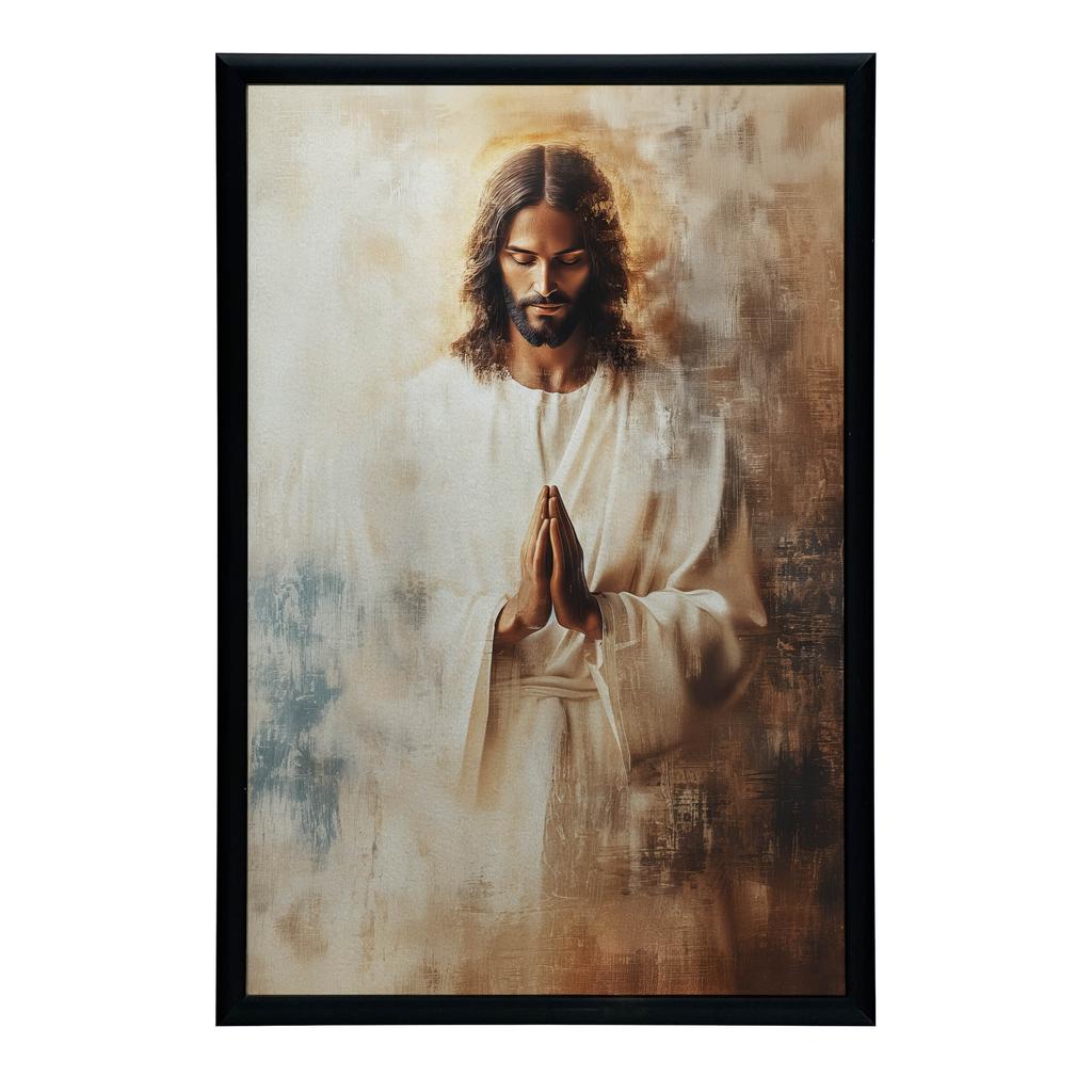 Jesus In Prayer Jesus In Prayer, 40X50 Cm, Gold Aluminum Frame, 230 Gsm Matte Paper