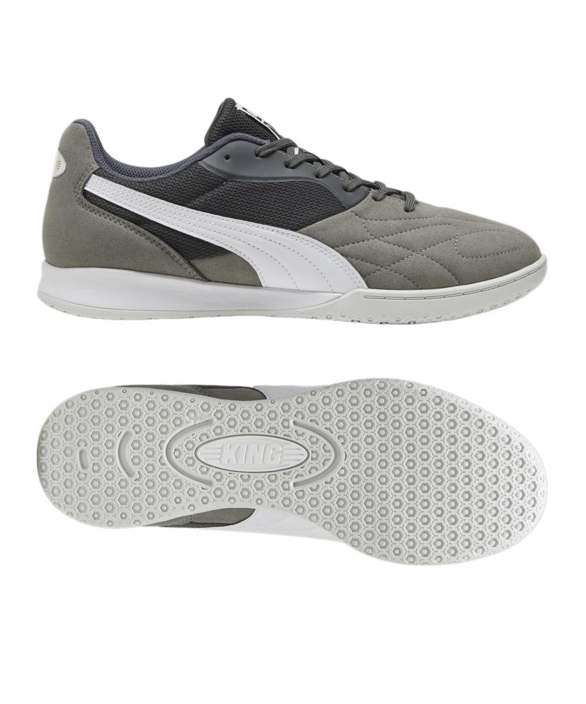 Puma King Top IT 107349 Футбольные, Футзальные и Тренировочные 2024 Теневой Серый Серый Мужские Шиповки, Обувь, Обувь, Весенне-Летние Цвета Белый/Ледниковый (05)