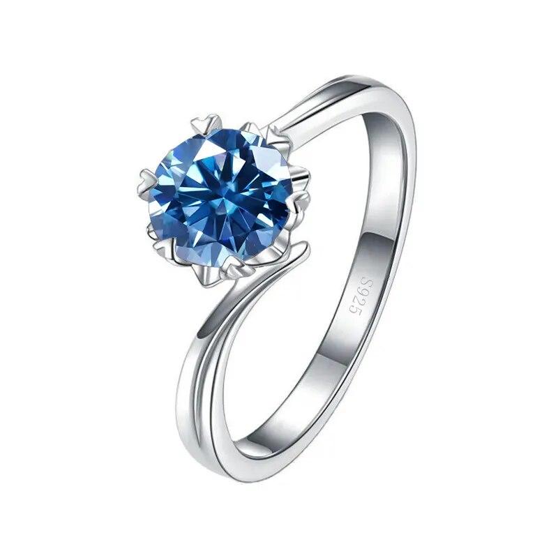 Bague Ringen S925 Набор с муассанитом цвета D, классическое женское кольцо с шестью когтями и снежинкой в один карат, с покрытием из 18-каратного золота