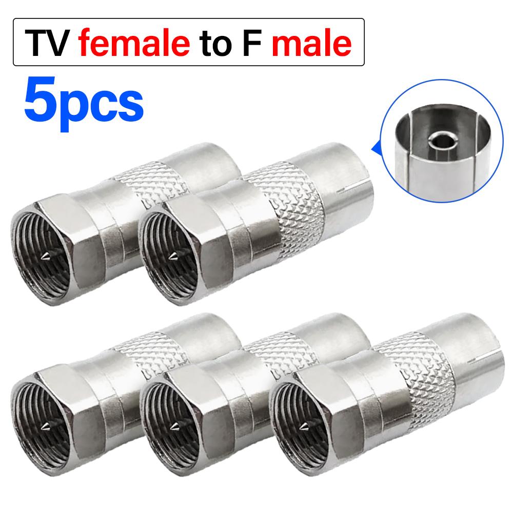 5 шт. F к ТВ Штекер/Гнездо Прямой РЧ Адаптер Разъем Коаксиальный Провод Клемма Никелированный Для Удлинителя ТВ-Антенны