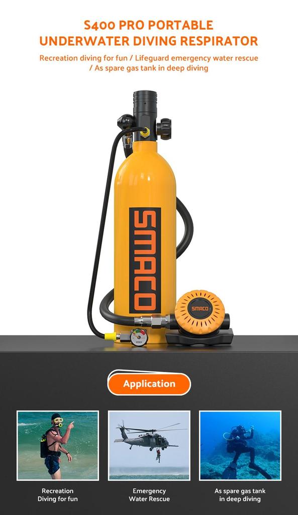 Баллон для подводного плавания SMACO S400 Pro 1 л - черный