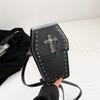 Women Satchel Purse Zipper Gothic Crossbody Bag Strap Adjustable Cross Crossbody Pouch PU Leather Halloween Versatile Bag