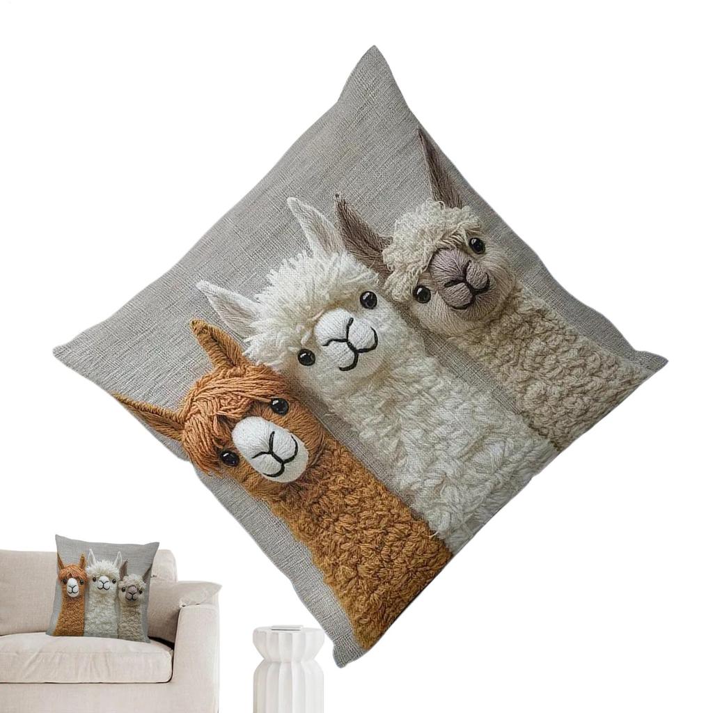 Ретро Мягкая Альпака Односторонняя Наволочка 17.7x17.7дюймов Декоративные Наволочки для Гостиной Спальни Стула