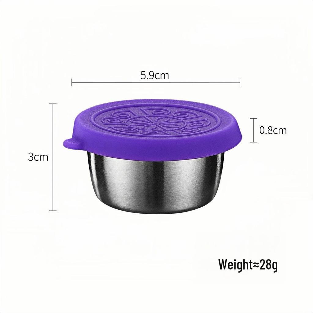 50/70ML Stainless Steel Sauce Cup with Silicone Lid - Leak-Proof Seasoning and Dipping Container