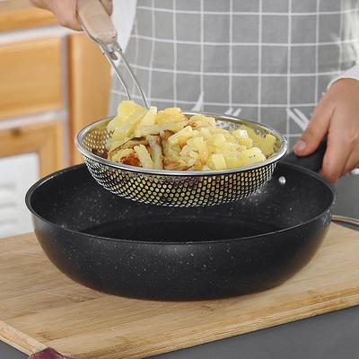 Нержавеющая сталь Ручной скиммер для жарки Деревянная ручка Скиммер с мелкой сеткой Ложка для приготовления пищи Многофункциональные кухонные аксессуары