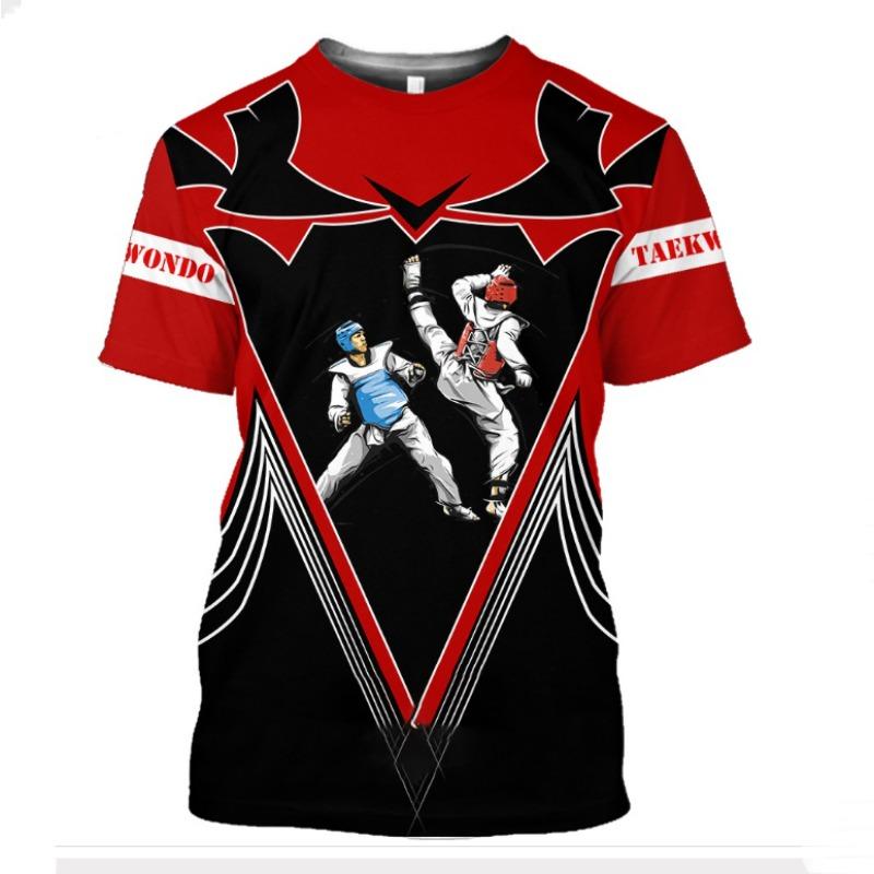 Спортивная летняя мужская футболка для борьбы, тхэквондо, повседневная спортивная футболка с круглым вырезом, быстросохнущая, свободная, с короткими рукавами, модная уличная футболка для фитнеса