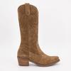 Light Brown Suede Cowboy Boots with Winged Pattern Woman PATRICIA MILLER