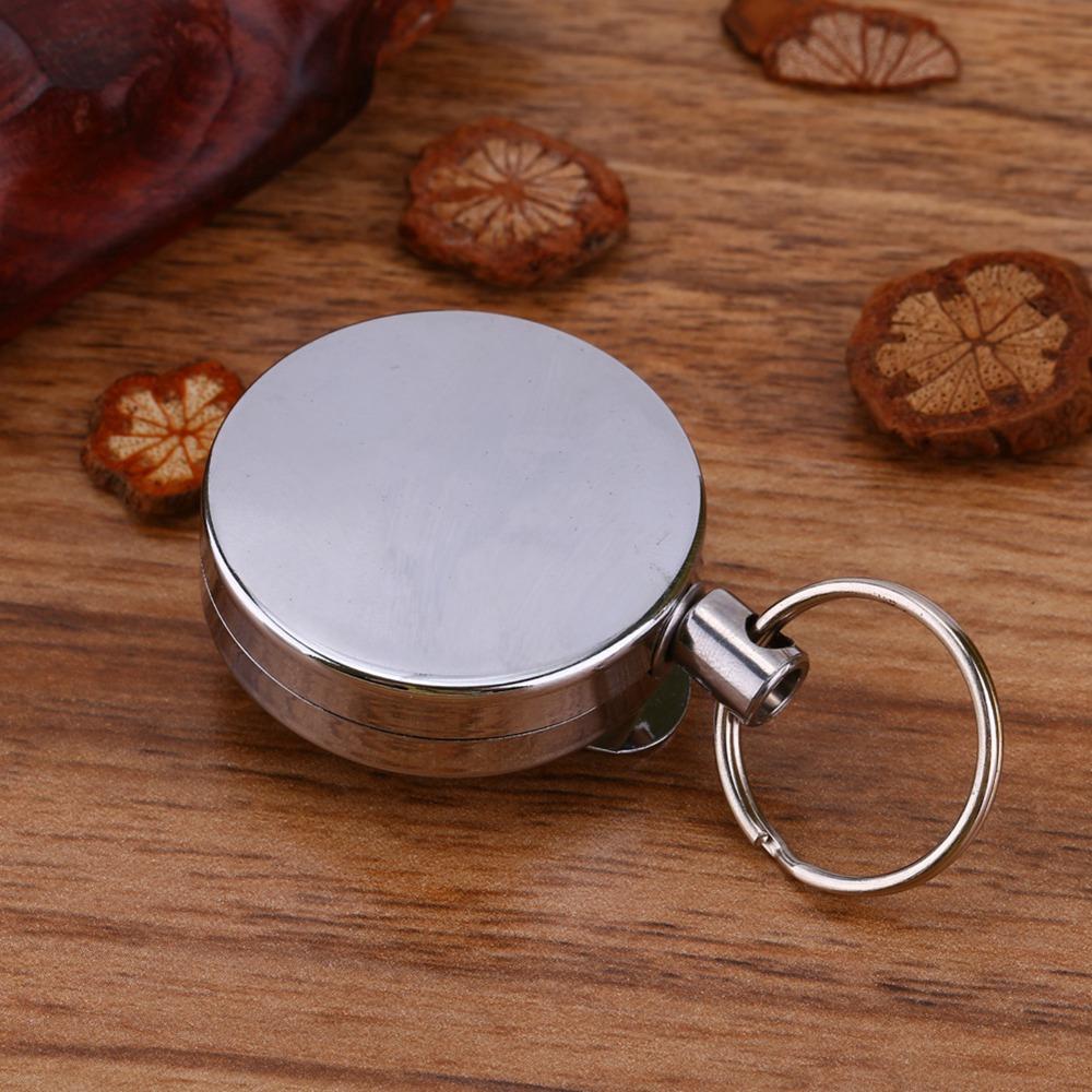 2 Pcs Metal Retractable Pull Chain 65cm Pull Chain Reel Retractable Badge Holder Education Sector