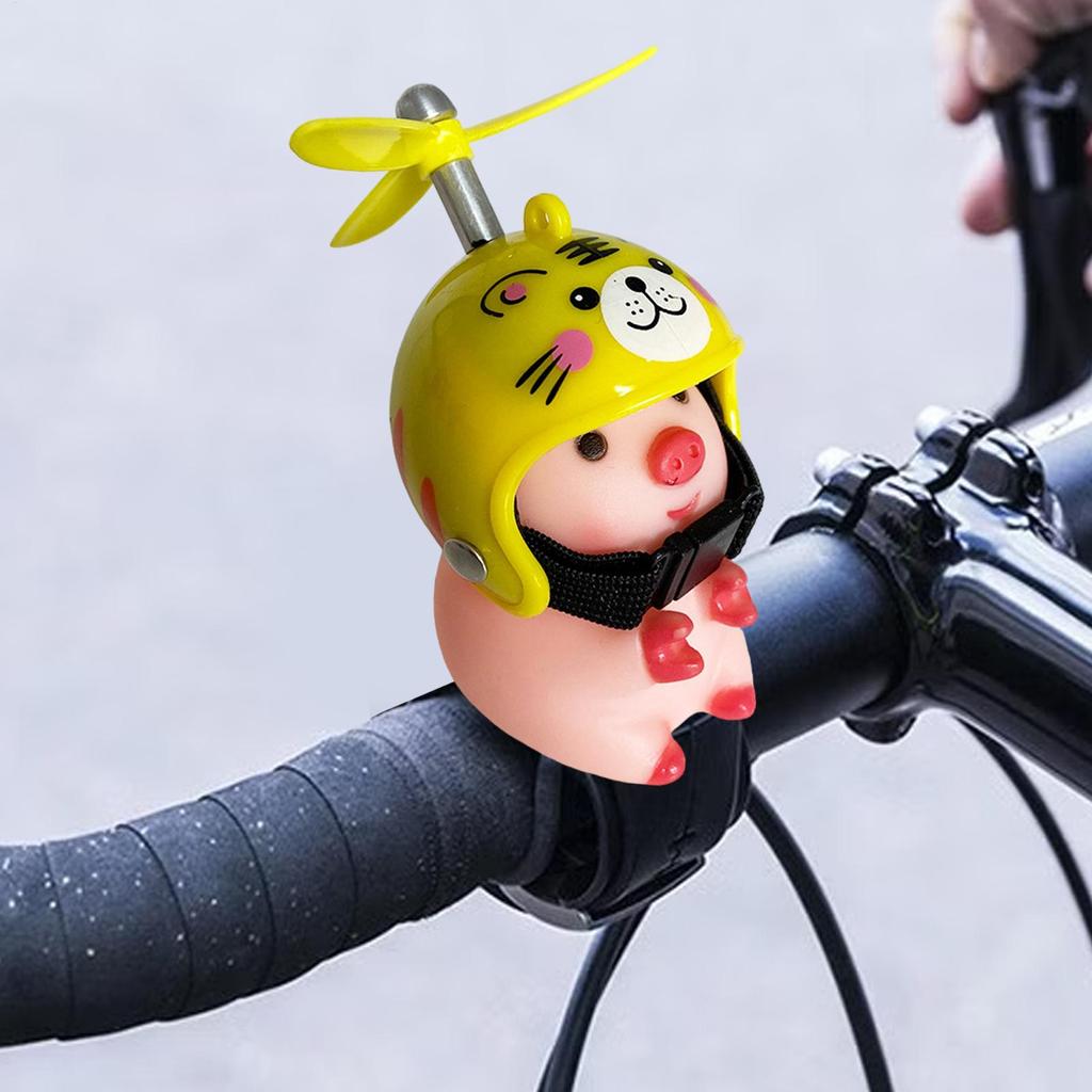 Bike Motor Accessories Pig with Propeller Helmet Broken Wind Rubber Pigs Toy Car Bicycle Pink Piggy Ornaments Handlebar Decor