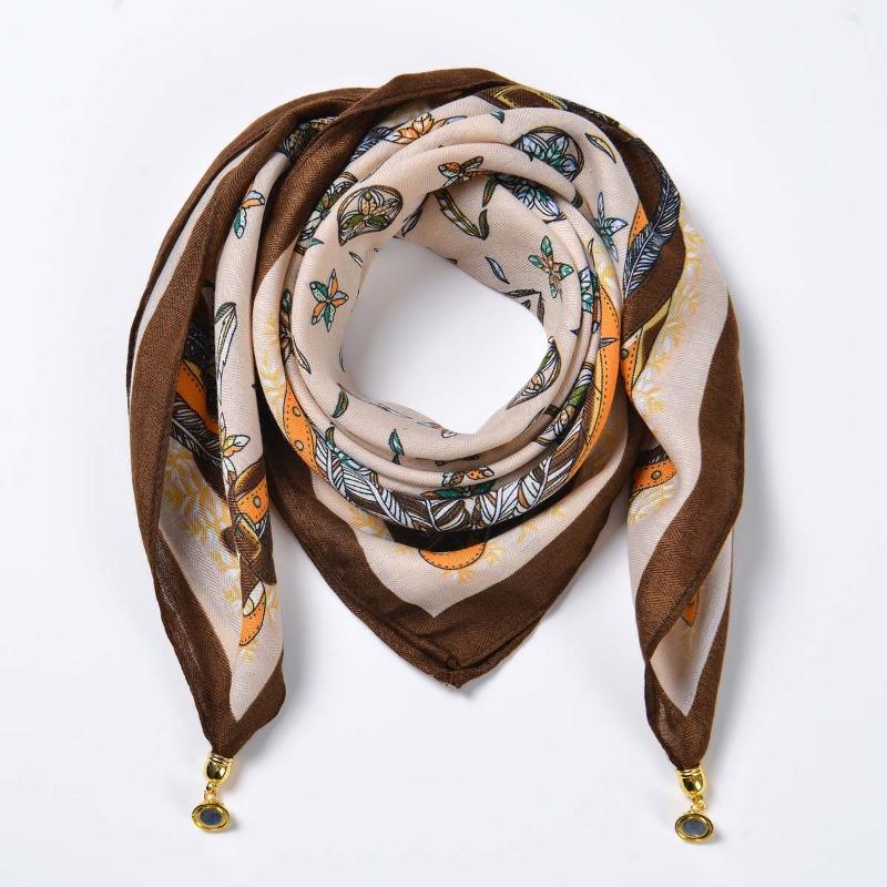 Hot-selling Magnetic Buckle Velvet Warm Square Scarf Women's Spring and Autumn Versatile Silk Scarf Scarf Temperament Small Scarf