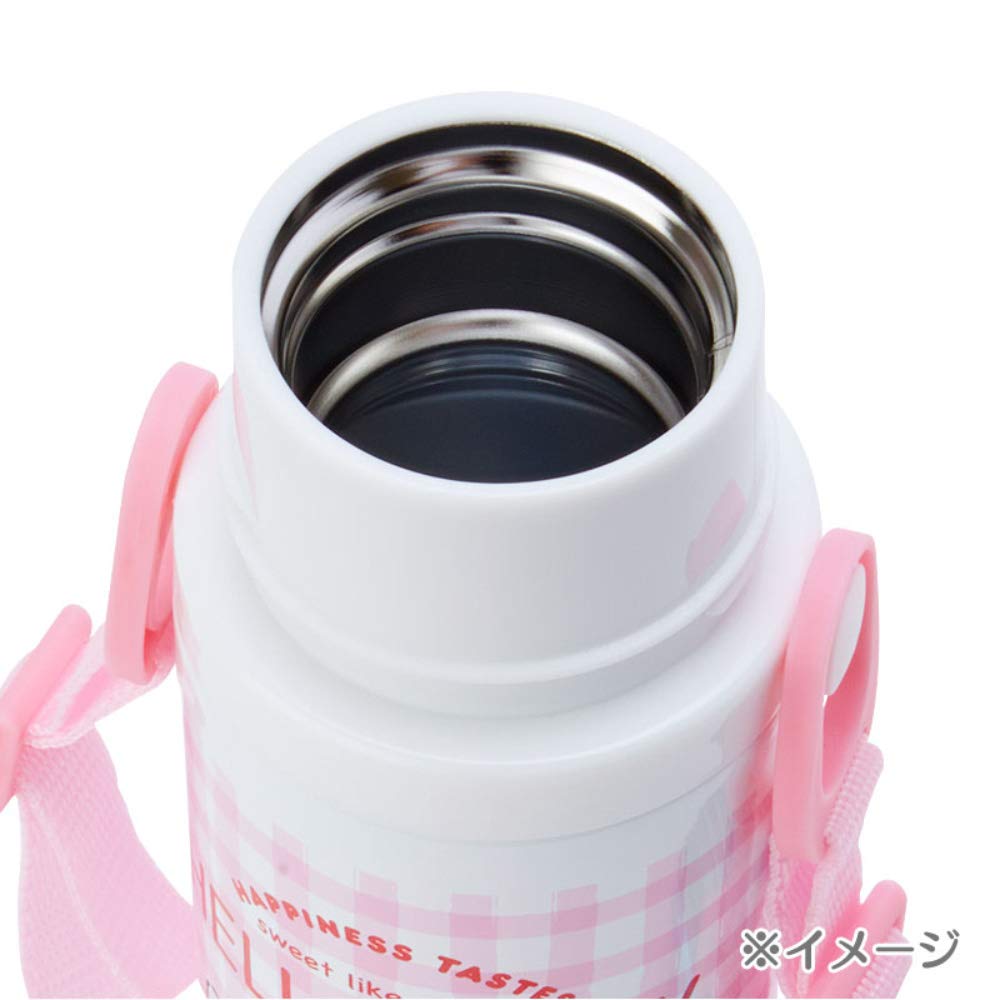 Sanrio Water Direct Cup Stainless Steel My Melody with Shoulder Character SANRIO Children's Bottle, 380ml, Drinking, One-Touch Included, 2-Way Bottle,