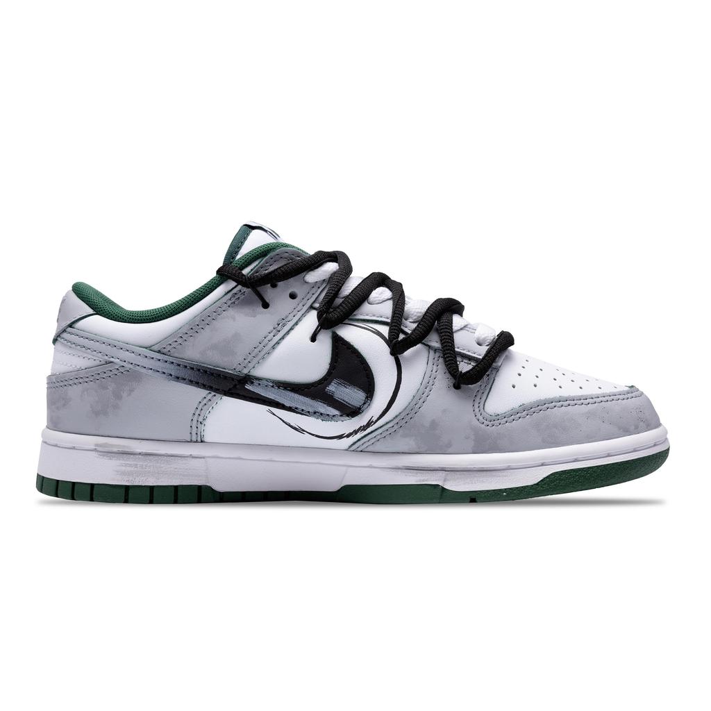 Nike Кроссовки Dunk PU Покрытие Нескользящая и износостойкая подошва Низкие Скейтбордические Обувь Унисекс Черный Серый Белый DD1391-101(Команда28-)