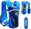 HEARTST Беговая сумка Рюкзак для марафона Дневной рюкзак Легкий Дышащий Водонепроницаемый Светоотражающий Гидратационный рюкзак 500 мл воды 5,5 л (Синий + Бутылка)