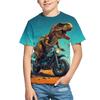 Summer Round Neck Dinosaur Pattern 3D Printed Top Fashionable Casual Short Sleeved Children's Boy T-shirts
