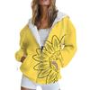 Women's Long Sleeve Print Sweatshirt Long Sleeve Pocket Jacket Zipper Hoodie Coat