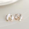 Imitation Pearl Flower Stud Earrings for Women Sweet Romantic Wedding Bride Jewelry Gifts