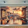 One piece of Venetian Rialto Bridge sunset tapestry background fabricDJH