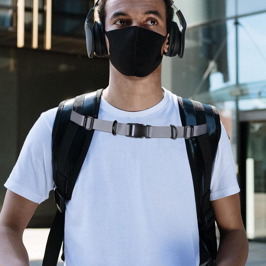 Wisdompro Chest Strap, Backpack Anti-Slip Belt, Пряжка, Регулируемый, BackpackRucksack Band, Фиксация плечевого ремня, Серый, Набор из 1 шт.