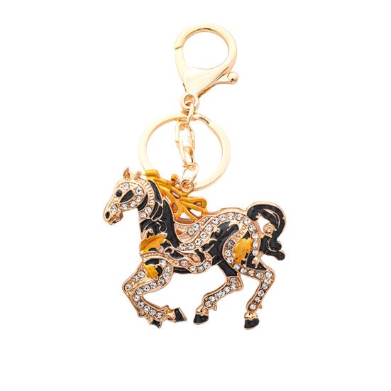 Подвеска для ключей Сверкающие стразы Дизайн лошади Металлическое кольцо для ключей Декоративный держатель для ключей Друзья