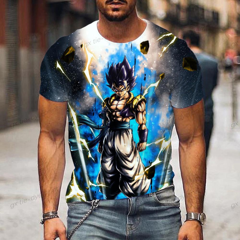 2024 Dragon Ball Z Мужская футболка большого размера Мужская футболка Trend Goku Детская одежда Vegeta с коротким рукавом