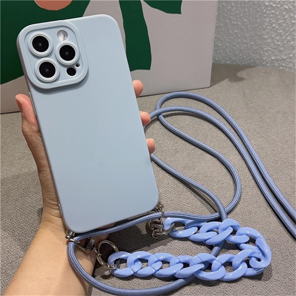 Силиконовый чехол-ремешок через плечо для iPhone 15 14 13 12 11 Pro Max Plus X XS XR Marble Chain Акриловый ремешок Мягкий чехол Funda
