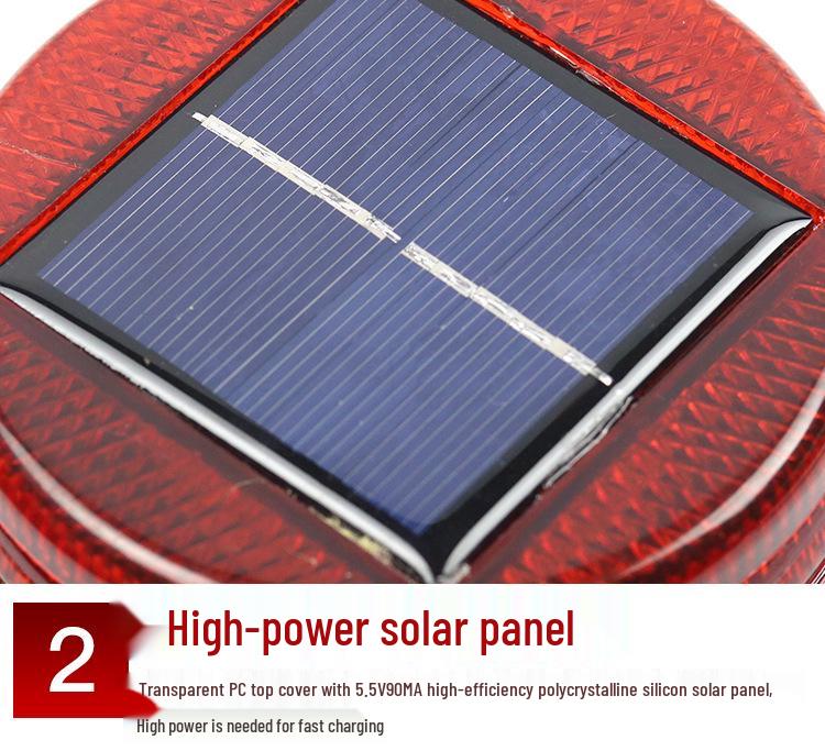 Solar-Powered LED Red-Blue Strobe Warning Light for Night Construction and Traffic