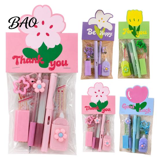 Portable Correction Tape for School Flower Stationery Set, Macaron Color And Smooth Small Gifts Students Writing Gel Pens, Homework Essentials Set