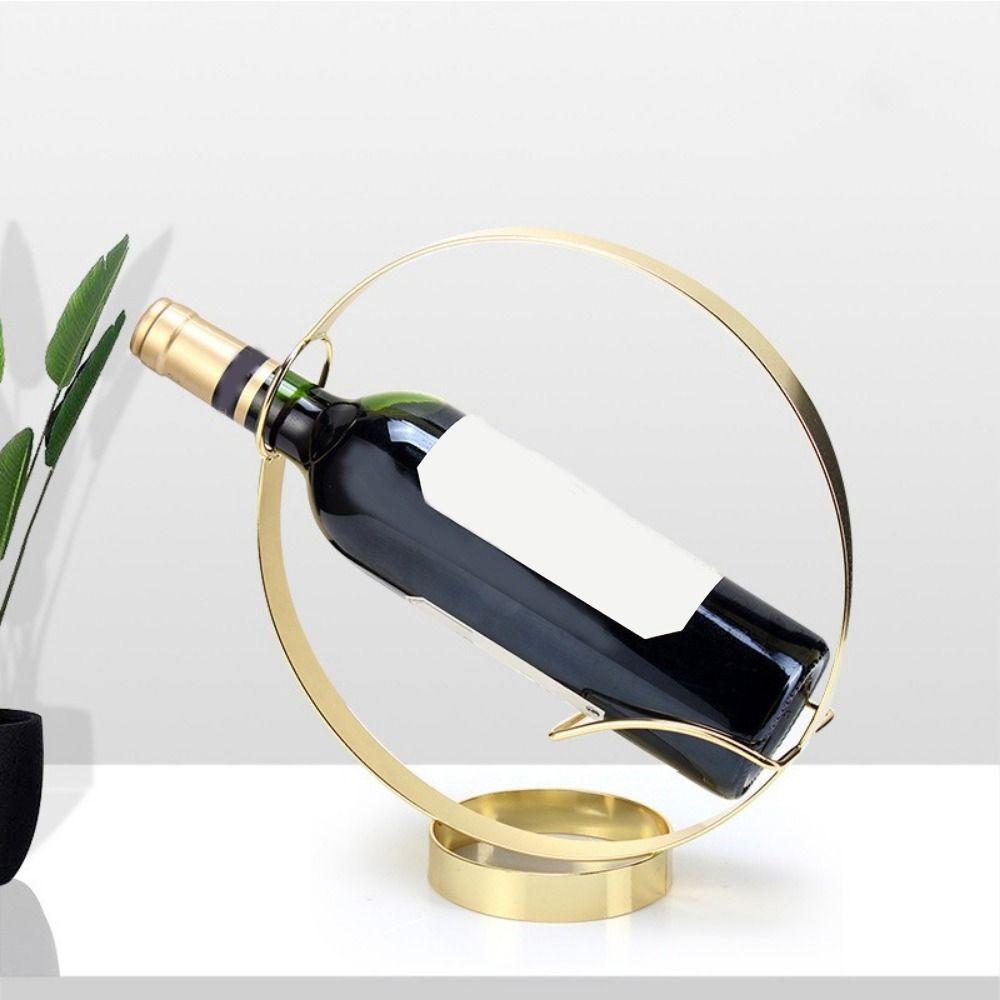 Single Iron Round Wine Rack Freestanding Red Wine Display Rack Modern Wine Bottle Holder  Hotel