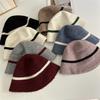 Imitation Cashmere Wool Knitted Flat Top Bucket Hat Women Autumn and Winter Warm Art College Style Fashion Bucket Hat