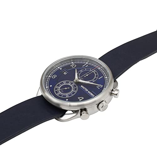 MASTER WORKS Quattro 002 MW07SN-EDNVG8 Мужские часы, Сделано в Японии, Кварцевый механизм, 41 мм, Кожаный ремешок, Хронограф, Темно-синий